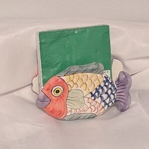 Fish Napkin Holder Hand-Painted Ceramic